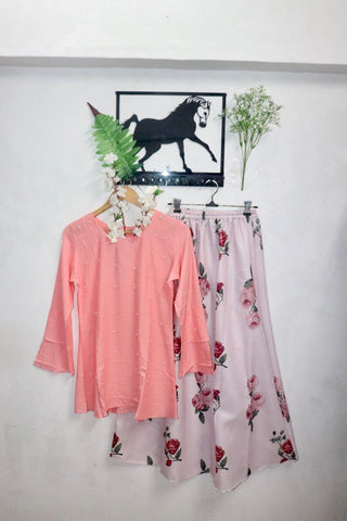 Punch Color Designer Full Stitched Rayon Moti Work Skirt Top For Women