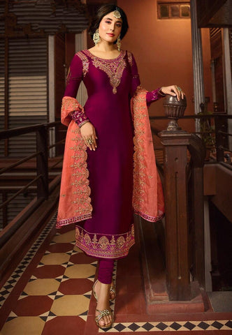 Lollipop Color Designer Satin Georgette Embroidered Work Salwar Suit