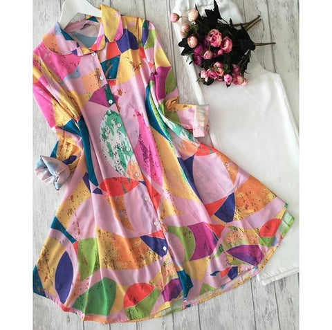 White with Pink American Crap Digital Print Plazo Top For Party Wear MINIAB122Q