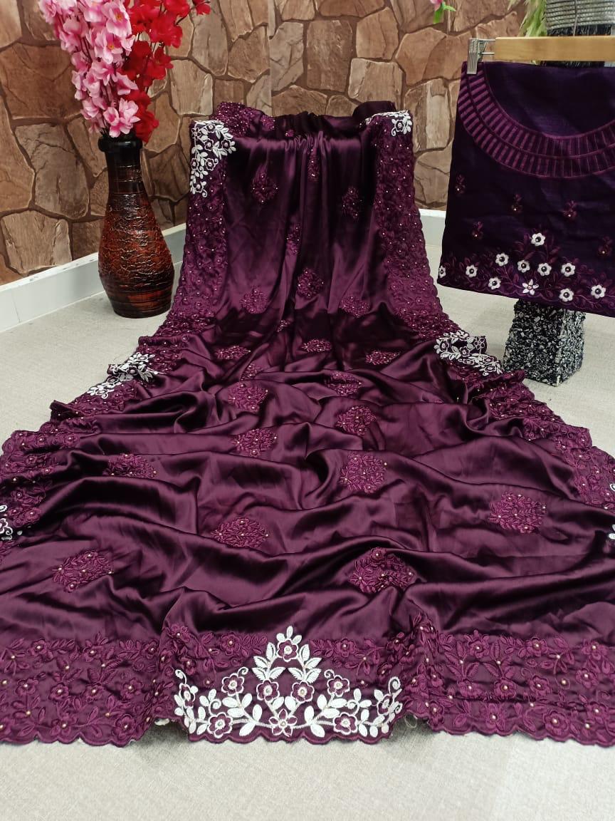 Latest Fancy Silk Saree With Designer Blouse online For Women
