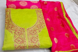 Lime Color Silk Designer Work Festive Wear Salwar Suit For Women