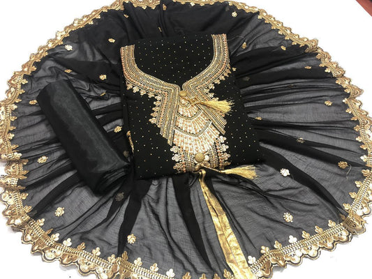 Black Color Georgette Designer Machine Diamond Embroidered Work Salwar Suit