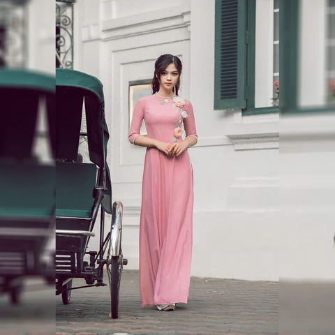 White Baby Pink Georgette With Ready Flower Embroidered Plazo Fancy Kurti Design Online For Women MINIAB160A