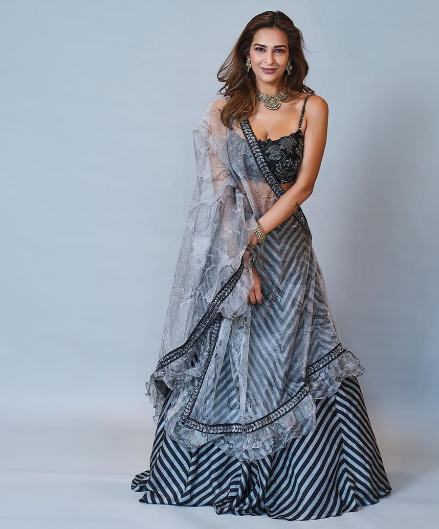 Opulent Grey Color Designer Italian Satin Heavy Digital Printed Lehenga Choli