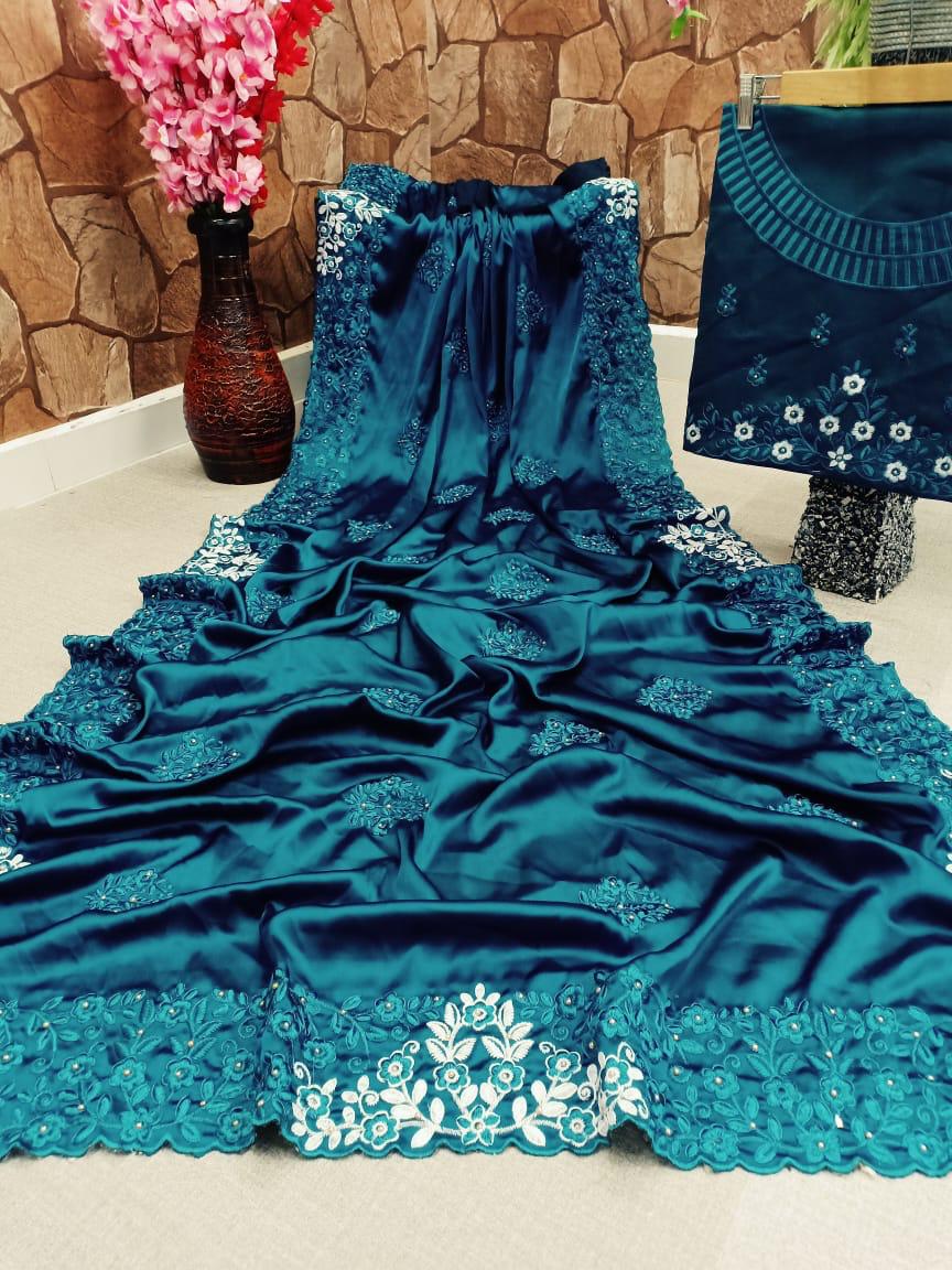 Latest Fancy Silk Saree With Designer Blouse online For Women