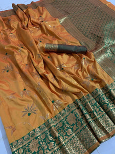 Bronze Color Pure Cotton Silk Mina Zari Weaving Work Rich Pallu Saree Blouse