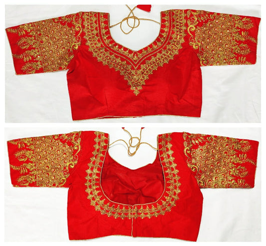 Candyapple Color Designer Malbari Silk Moti Pearl Embroidered Work Ready Made Occassion Wear Blouse