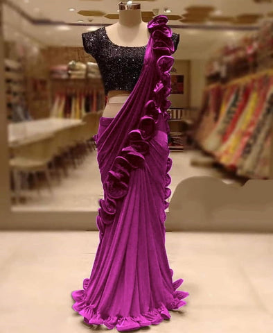 Magenta Color Georgette Designer Freel Tone To Tone Border Saree Blouse