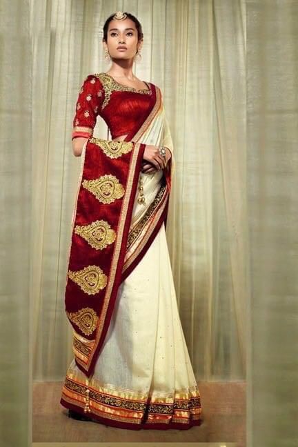 Latest Designer Embroidered Pallu Saree with Blouse