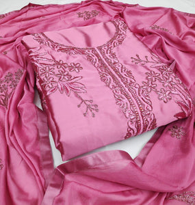 Magenta Color Satin Designer Diamond Embroidered Work Salwar Suit For Women