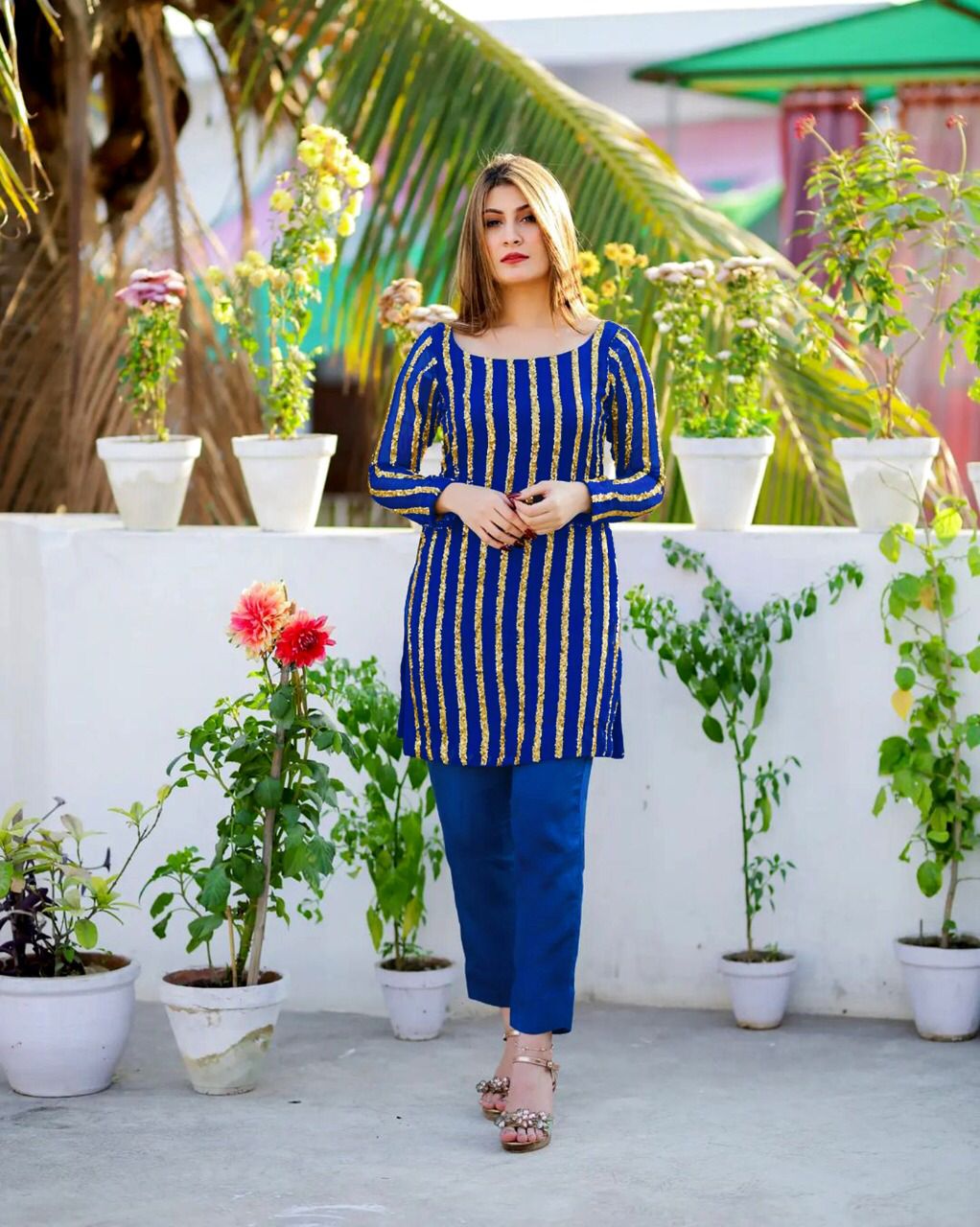 Embroidered Plazo Kurti For Women