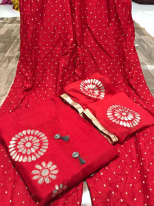 Red Colored Rayon Cotton Kurti And Full Stitched Plazo For Function Wear VT3034108A