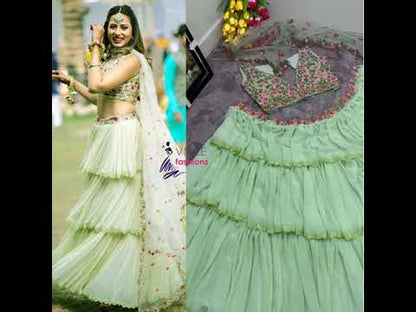 Sea Green Color Full Flair Designer Lehenga For Women