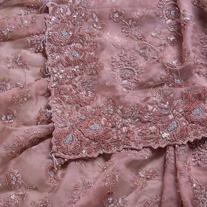 Peach Color Organza Silk Saree with blouse For women