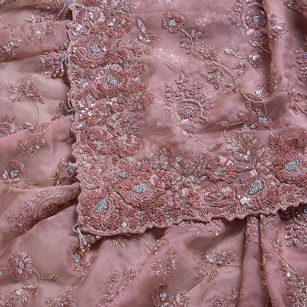 Peach Color Organza Silk Saree with blouse For women