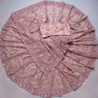 Peach Color Organza Silk Saree with blouse For women