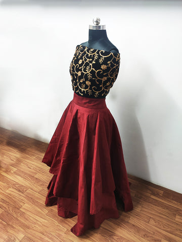 Maroon Color Taffeta Silk Embroidered Designer Lehenga For Women