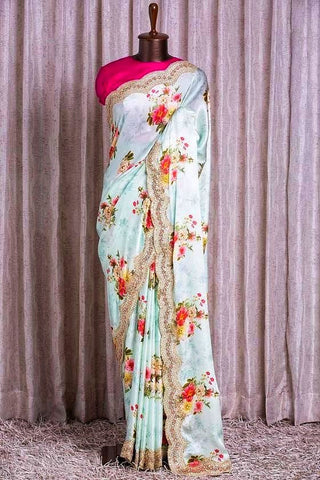 Printed Rajwadi Art Silk Saree With Designer Embroidered Blouse