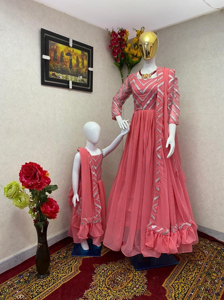 Fantastic Designer Latest Mother Daughter Gown For Party Wear