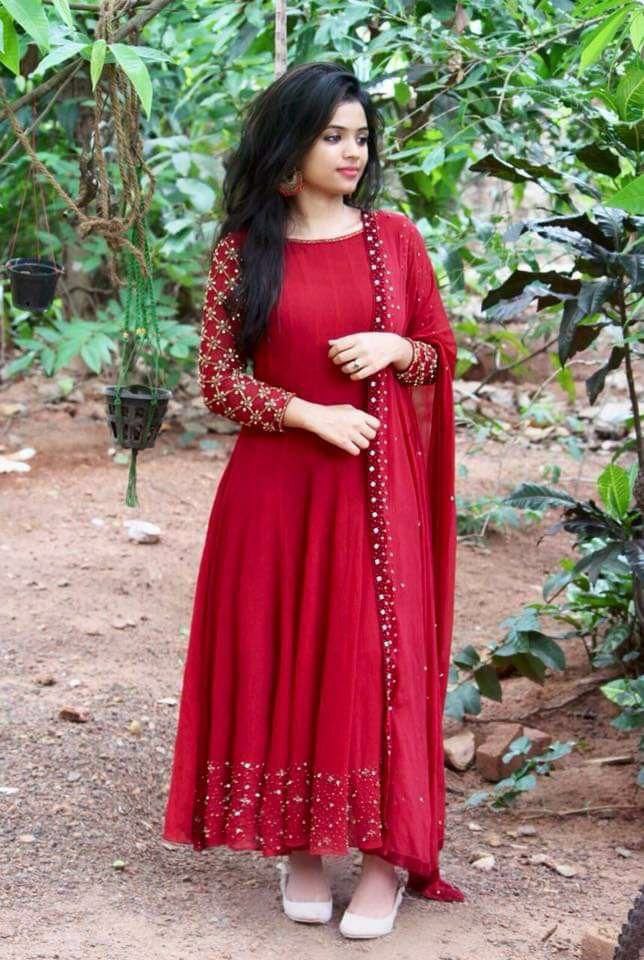 Party wear Embroidery work gown with Lock Moti Dupatta
