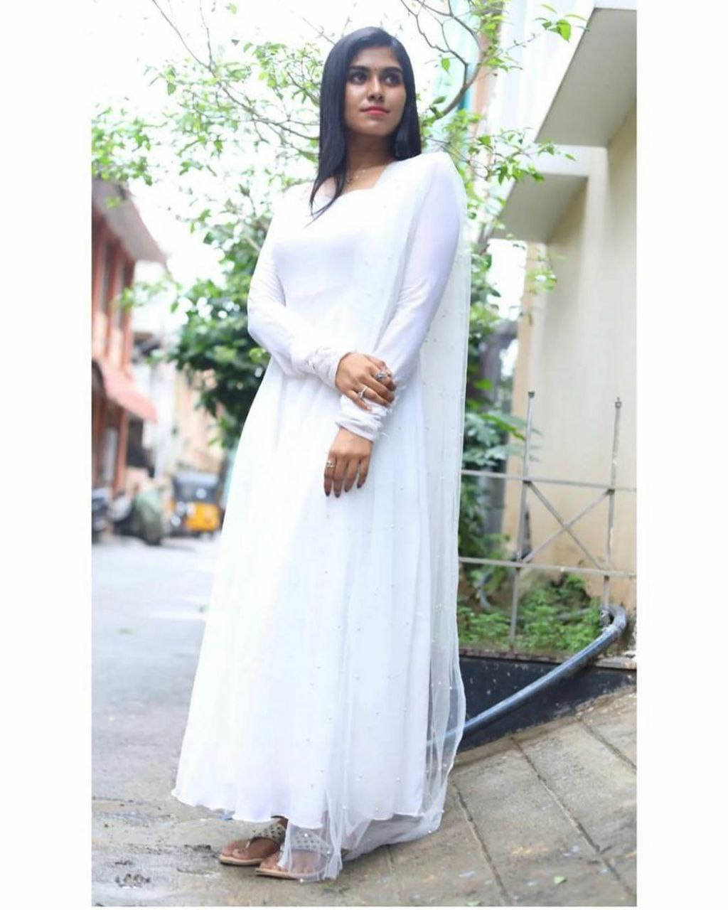Villefashion Georgette Gown with Net Dupatta for Girls