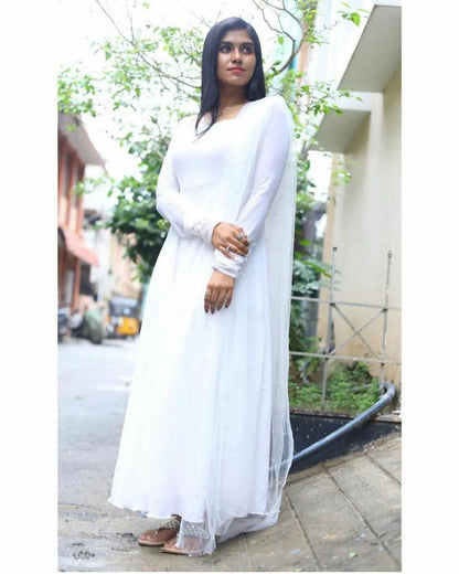 Villefashion Georgette Gown with Net Dupatta for Girls