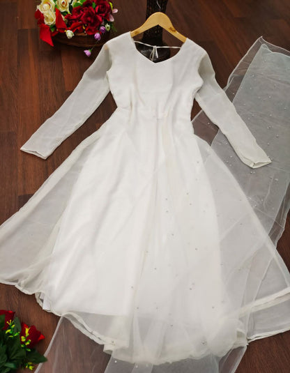 Villefashion Georgette Gown with Net Dupatta for Girls