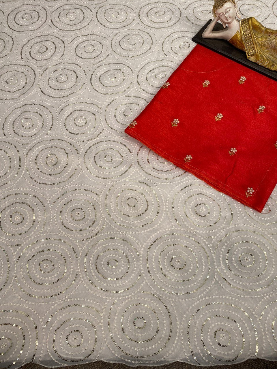 Trending Georgette Sequence Threads Embroidered Work Saree