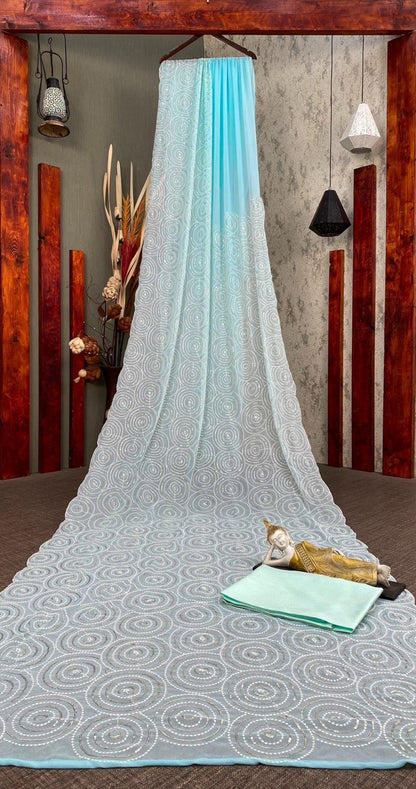 Trending Georgette Sequence Threads Embroidered Work Saree
