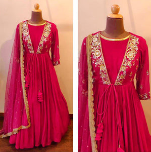 Party Wear Pink Color Georgette Designer Long frock Gown