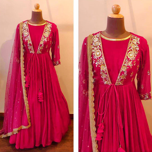 Party Wear Pink Color Georgette Designer Long frock Gown