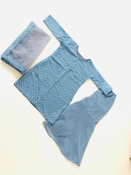 Preferable Light Blue Color Festive Wear Semi Stitched Designer Georgette Sequence Embroidered Work Plazo Salwar Suit