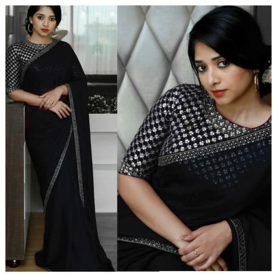 Designer Sequence Embroidered Work Rangoli Silk Saree Blouse