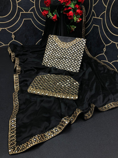 Designer Sequence Embroidered Work Rangoli Silk Saree Blouse