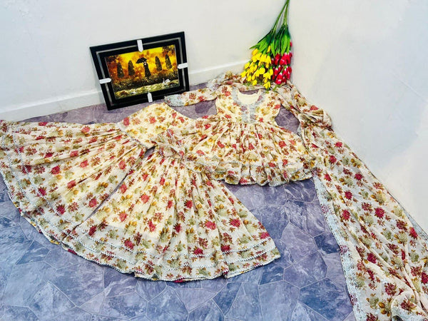 Designer Flower Printed Top Plazzo Sharara Suit For Women