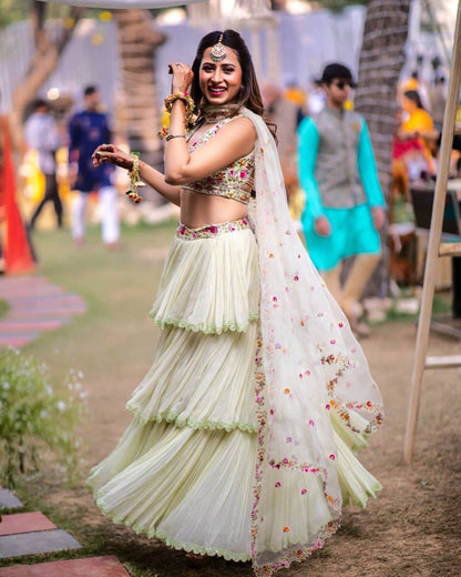 Sea Green Color Full Flair Designer Lehenga For Women